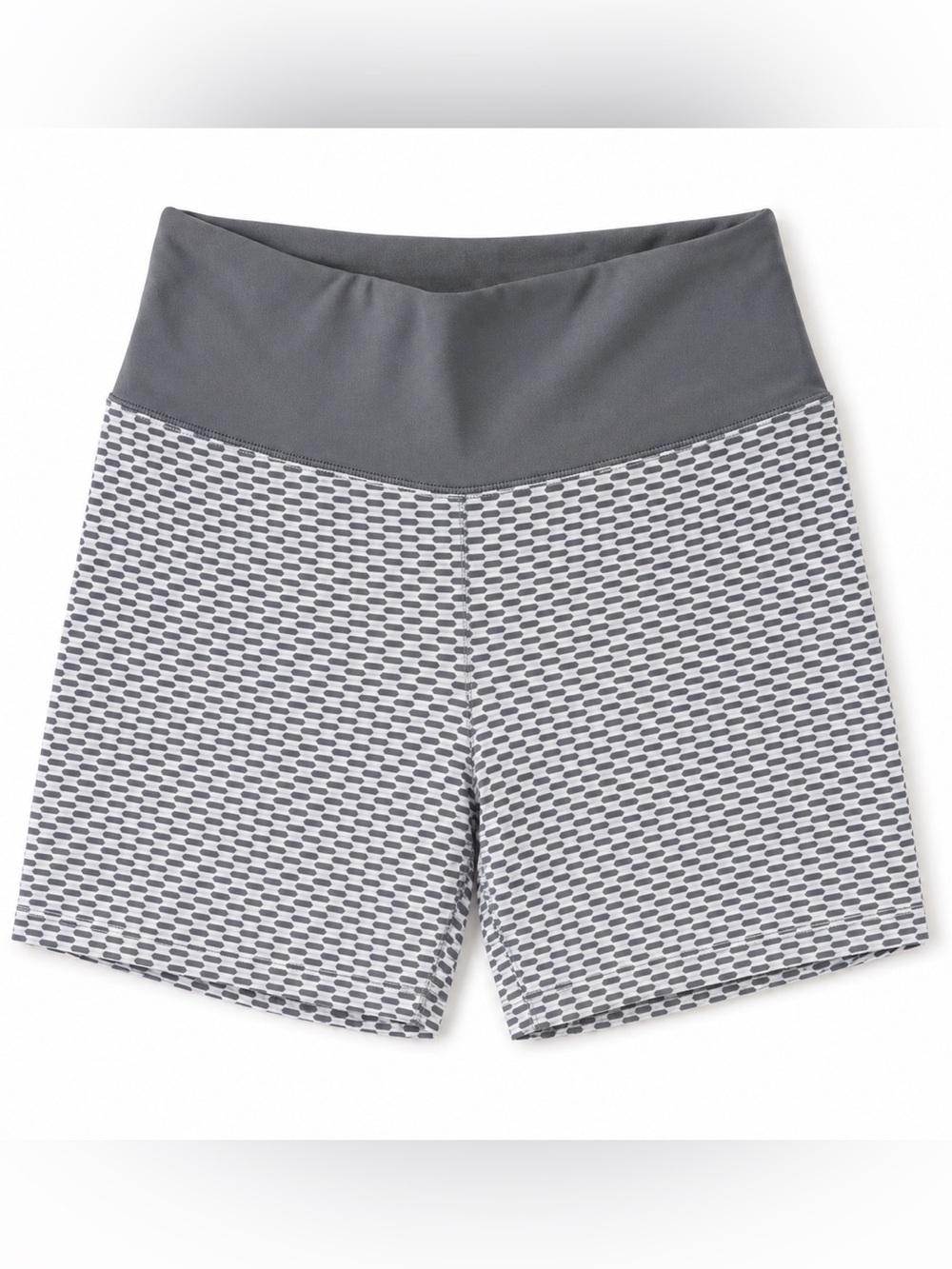 High-Waist Patterned Women’s Active Shorts - Gray White